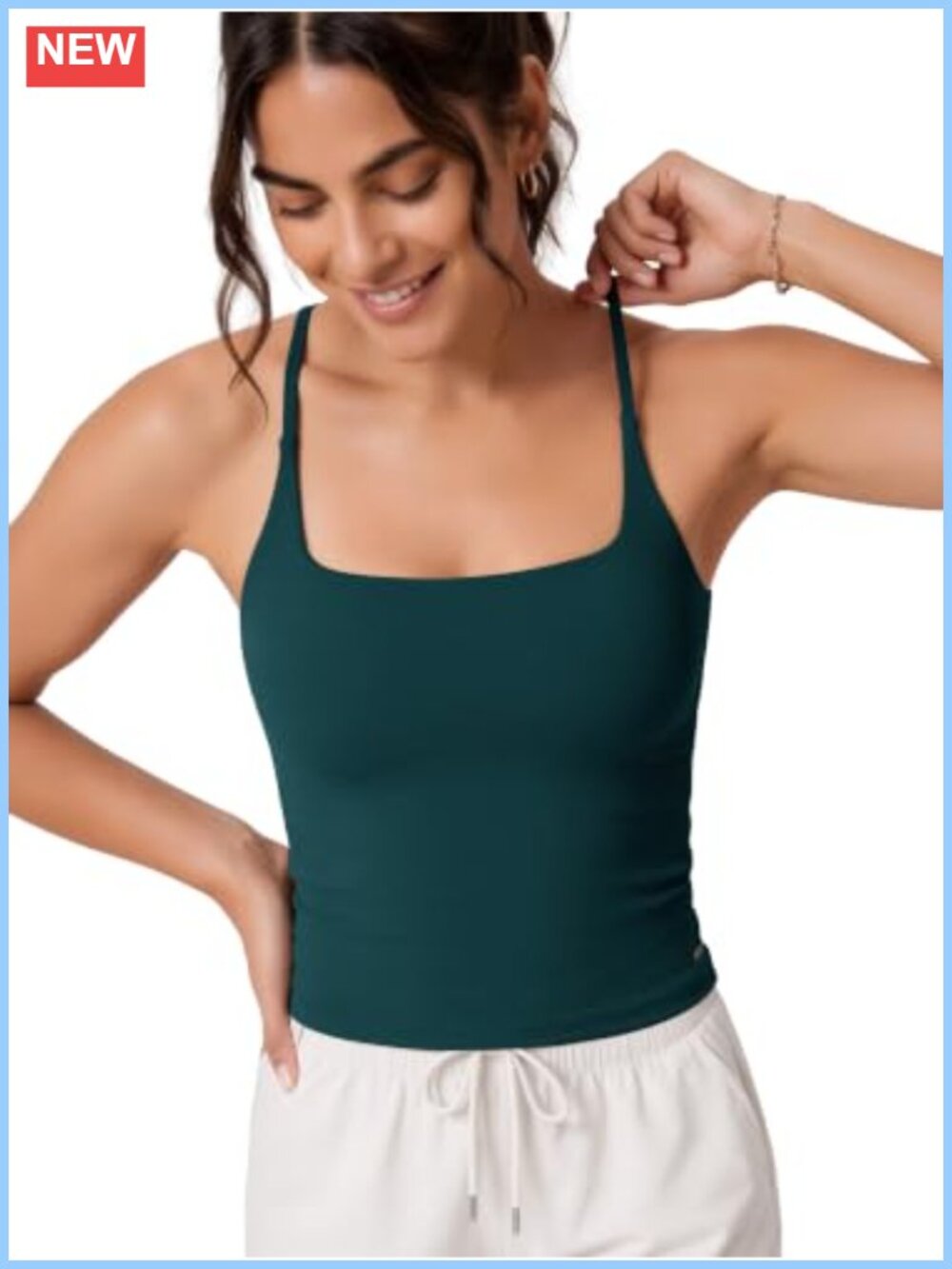 ODODOS Strappy Back Tank Top with Built in Bra Crop Yoga Fitted